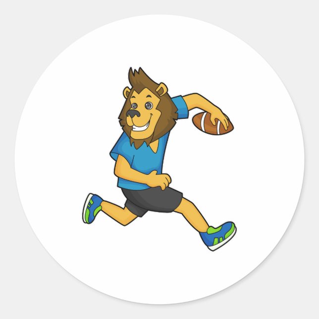 Lion Rugby player Football Classic Round Sticker (Front)