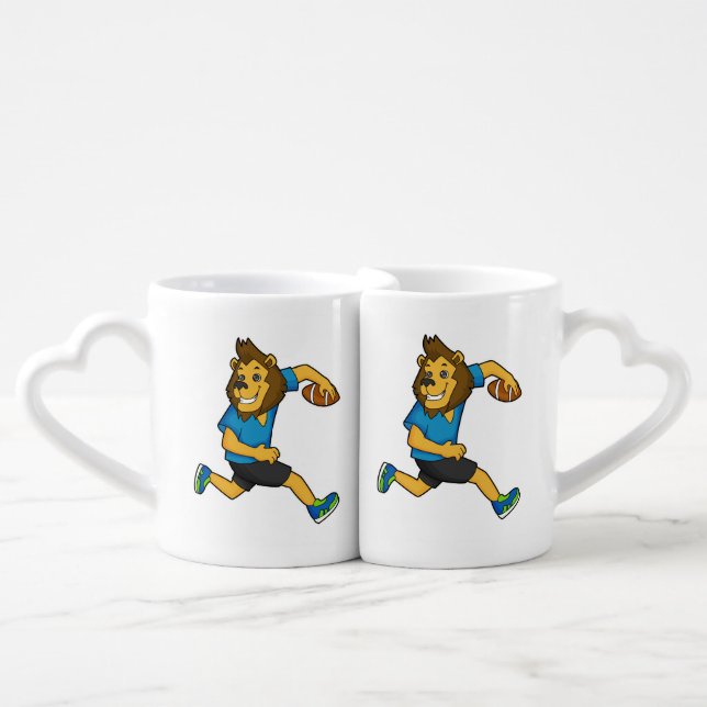 Lion Rugby player Football Coffee Mug Set (Front Nesting)