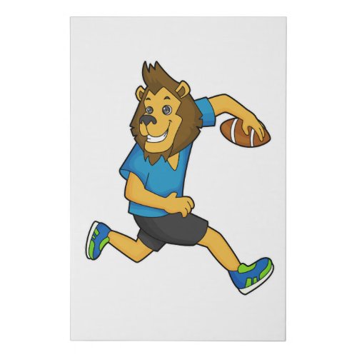 Lion Rugby player Football Faux Canvas Print