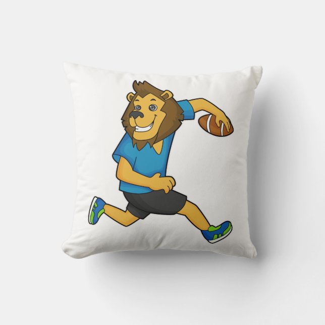 Lion Rugby player Football Throw Pillow (Front)