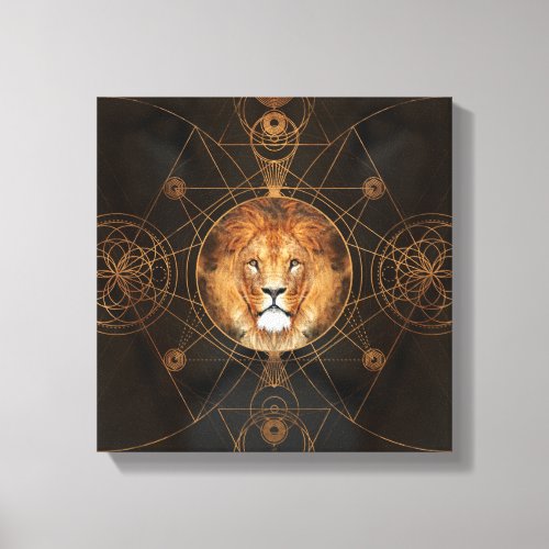 Lion Sacred Geometry Digital Art Canvas Print