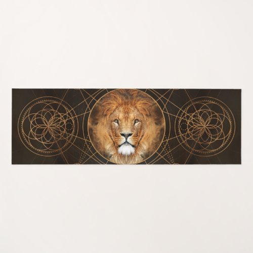 Lion Sacred Geometry Digital Art Yoga Mat