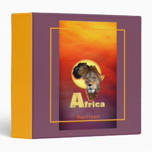 Lion Safari Africa Sunset Personalized 3 Ring Binder