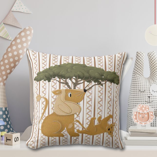 Lion Safari Family Throw Pillow (Creator Uploaded)