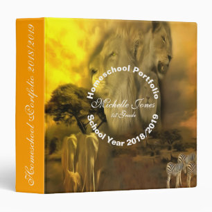 Lion Safari Homeschool Portfolio 3 Ring Binder