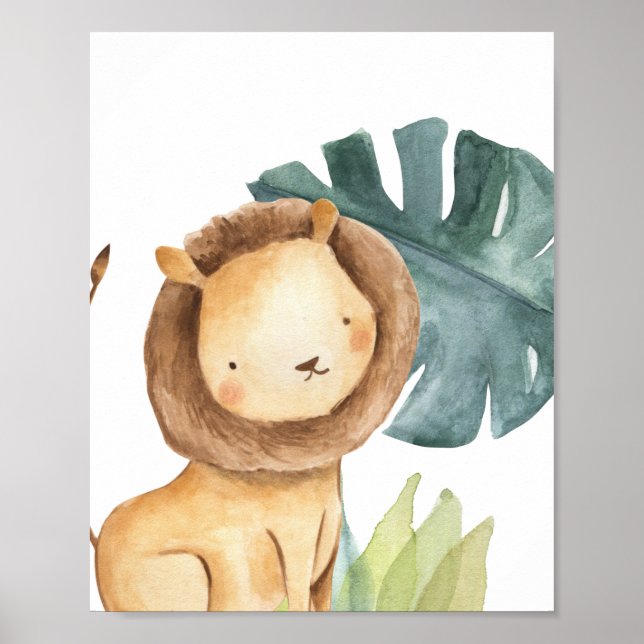 Lion Safari Jungle Baby Nursery Print (Front)