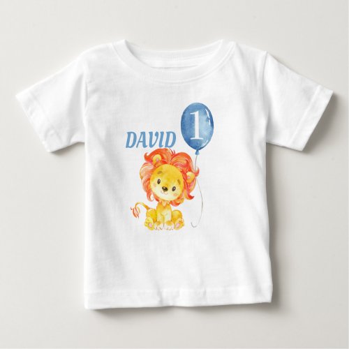Lion Safari Jungle Blue Baby Boy Birthday Baby T_Shirt