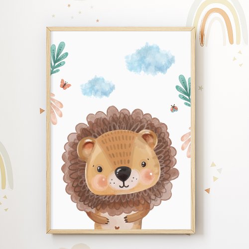Lion Safari Nursery Poster Kids Room Print