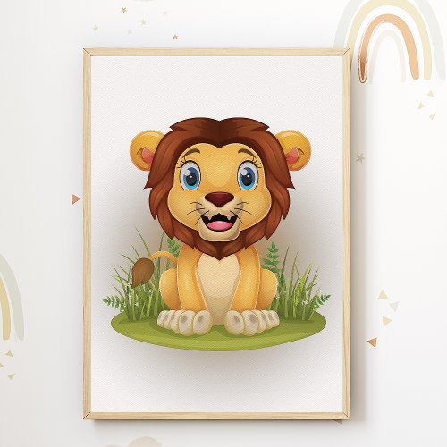 Lion Safari Nursery Poster Print Kids Room Decor