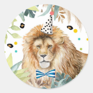 Lion Safari Party Animal Birthday Favor Decor Classic Round Sticker