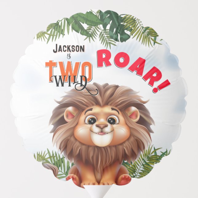 Lion Safari Two Wild Kids Birthday Balloon (Back)