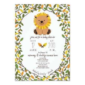 Lion Safari Vines Baby Shower Greenery Invitation