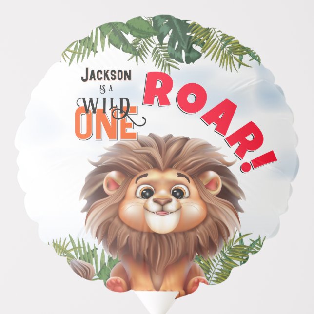 Lion Safari Wild One Kids Birthday Balloon (Front)