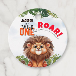 Lion Safari Wild One Kids Birthday Favor Tags