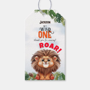 Lion Safari Wild One Kids Birthday Thank You Gift Tags