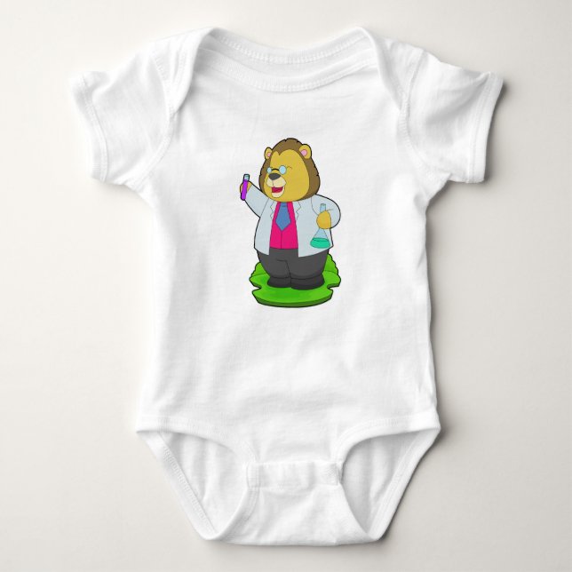 Lion Scientist Test tube Baby Bodysuit (Front)