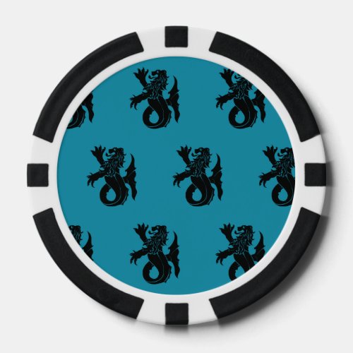 Lion Serpent Black Blue Poker Chips