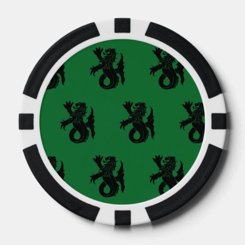 Lion Serpent Black Green Poker Chips