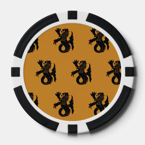 Lion Serpent Black Orange Poker Chips