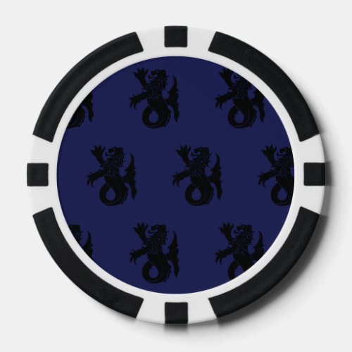 Lion Serpent Black Purple Poker Chips