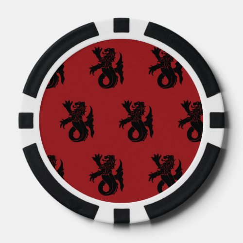 Lion Serpent Black Red Poker Chips