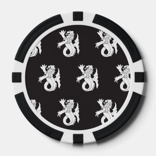 Lion Serpent Black White Poker Chips