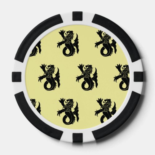 Lion Serpent Black Yellow Poker Chips
