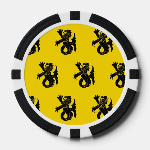 Lion Serpent Black Yellows Poker Chips