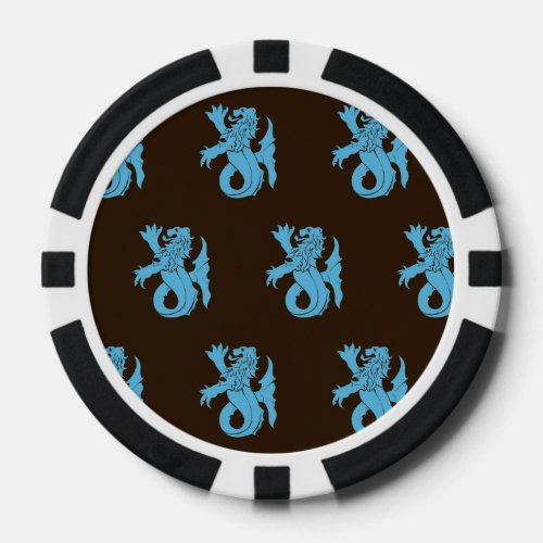 Lion Serpent Blue Brown Poker Chips