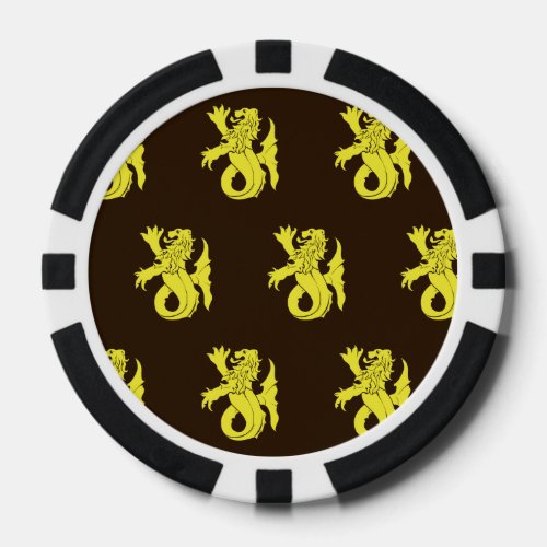 Lion Serpent Brown Yellow Poker Chips