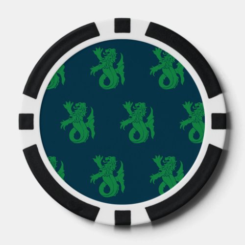 Lion Serpent Green Blue Poker Chips