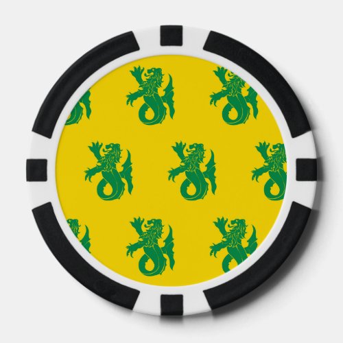 Lion Serpent Green Yellow Poker Chips