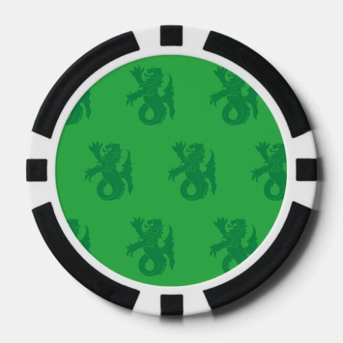 Lion Serpent Greens Poker Chips