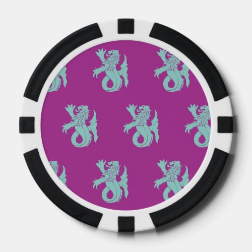 Lion Serpent Grey Magenta Poker Chips