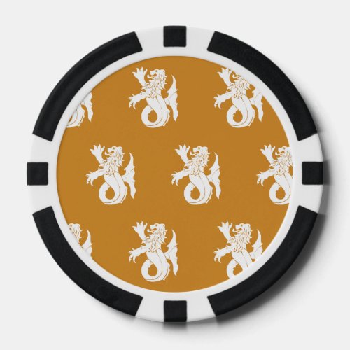 Lion Serpent Orange White Poker Chips