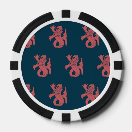 Lion Serpent Pink Blue Poker Chips