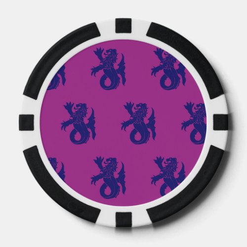 Lion Serpent Purple Magenta Poker Chips