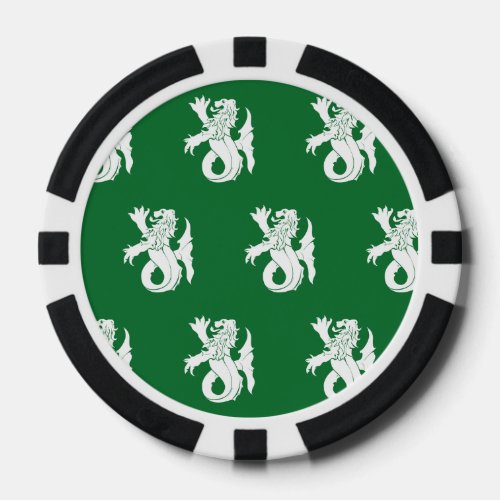 Lion Serpent White Green Poker Chips