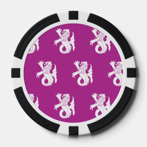 Lion Serpent White Magenta Poker Chips