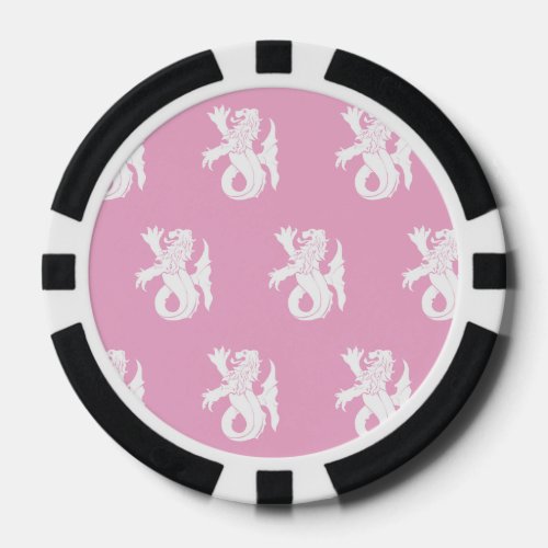 Lion Serpent White Pink Poker Chips