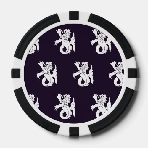 Lion Serpent White Purple Poker Chips