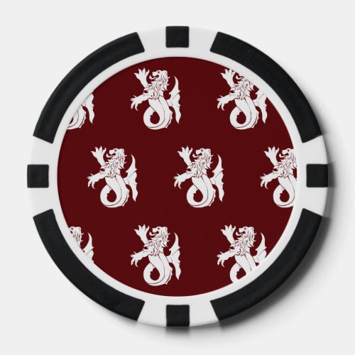 Lion Serpent White Red Poker Chips