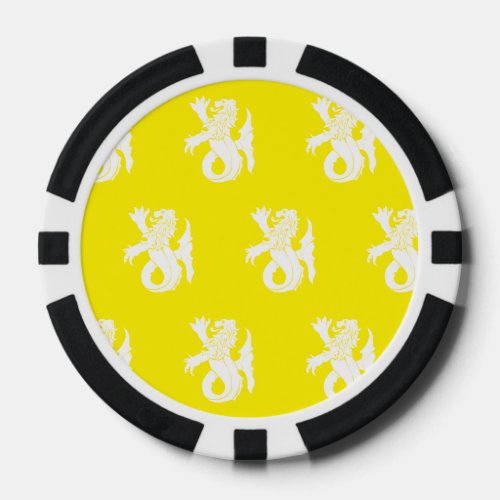 Lion Serpent White Yellow Poker Chips
