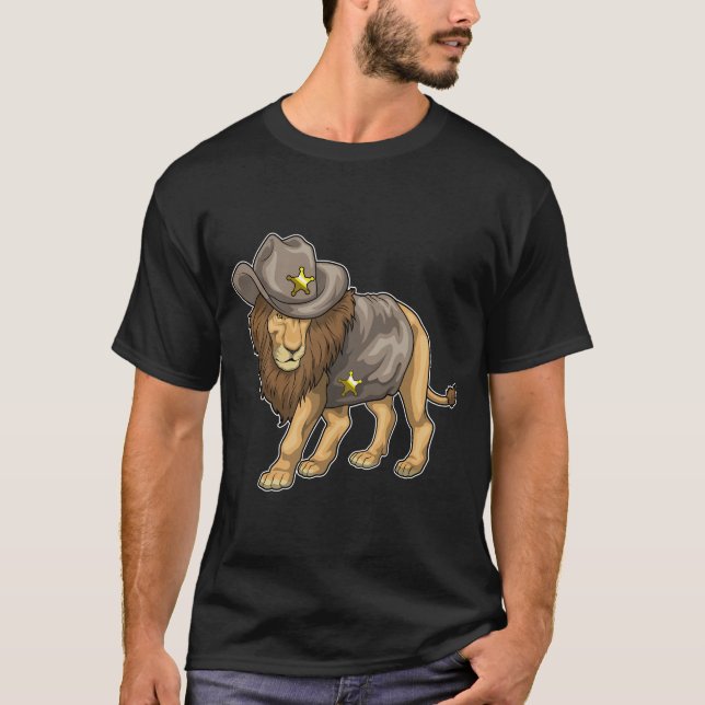 Lion Sheriff Cowboy hat T-Shirt (Front)