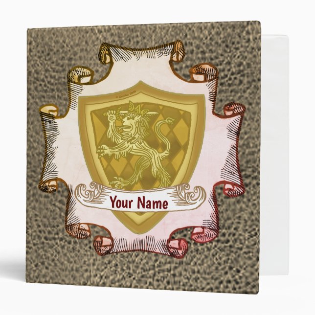 Lion Shield Family Crest Surname binder (Front/Inside)