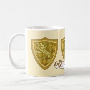 Lion Shield Family Crest Surname Coffee Mug