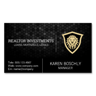 Lion Shield   Finance Logo Business Card Magnet
