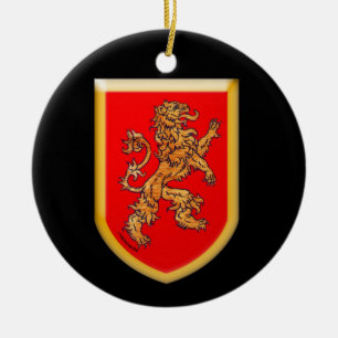 Lion Shield on Black Ceramic Ornament