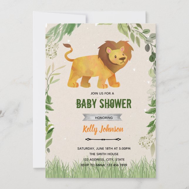Lion shower birthday invitation (Front)