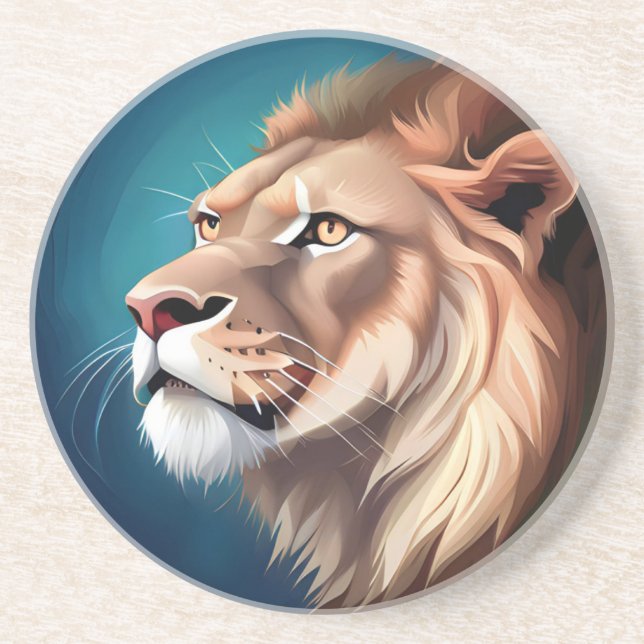 Lion Side Posed Portrait-56557 Coaster (Front)
